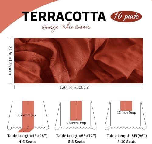 16 Pack Terracotta Cheesecloth Table Runner 21.5 x 120 Inches Boho Gauze Table Runners 10FT Long Cheese Cloth Table Runner for Bridal Shower Baby Shower Birthday Party Wedding Decor - Image 3