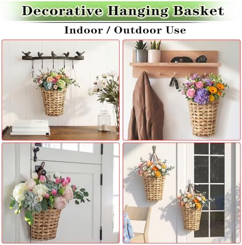 OwnMy Water Hyacinth Hanging Basket Woven Wall Basket for Planters, Flowers - Image 6