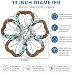 Remenna Metal Flowers Wall Decor, Rustic Floral Art, White & Blue, Farmhouse Hanging Decoration for Living Room, Bathroom, Garden - Image 2