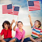 Pack of 100 American Flags with wood Stick, 12x18 Inch American Flags for outside, US Flags/American Hand Held Stick Flags with Kid-Safe Spear Top, Perfect for Patriotic Decorations, Parades, Veteran Party,4th of July decorations - Image 4
