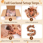 2 Pack 9 Ft Fall Garland with Lights & Timer, Thanksgiving Mantel Decor - Image 7