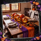Remagr 12 Pcs Halloween Cheesecloth Gauze Table Runners Black Orange Purple - Image 5