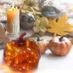 Glass Blowing Pumpkin with Light for Decorating,Battery Operated Light Up Pumpkin for Fall Harvest,Halloween,Thanksgiving for Table Centerpieces Indoors Home Decor - Image 6