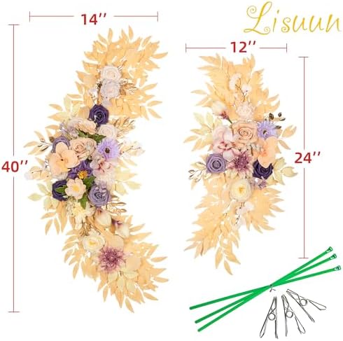 Lisuun Artificial Wedding Arch Flowers, 2 Large Floral Swags - Image 7