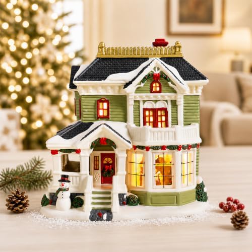 MUMTOP Christmas Village Houses, Ceramic Christmas Village, Christmas Decor - Image 4