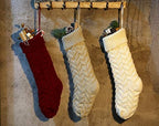 18" Unique Burgundy and Ivory White and Khaki Knit Christmas Stockings Style3,Pack 6 - Image 4