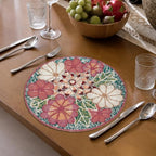 Lightnpro Flower Beaded Placemats Round, Rustic Farmhouse Hand Beaded Floral Placemats to Decorate Christmas Xmas Wedding Family Party Thanksgiving Dinner Table Décor - 13 Inch - Maroon Combo - Image 2