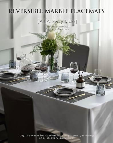Leetaltree Woven Vinyl Placemats Set of 12,Black Marble - Image 2