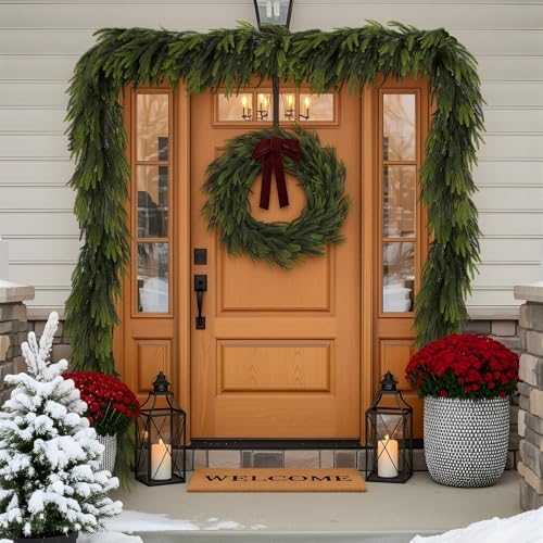 N&T NIETING 15FT Christmas Norfolk Pine Garland Real Touch Pine Artificial Garlands Faux Greenery Garland Winter Christmas Garland for Table Mantle Fireplace Indoor Outdoor Xmas Decorations (1 Pcs) - Image 4