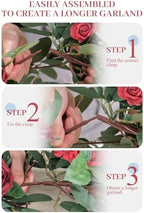 TINGE TIME Red Flower Garlands, 2 PCS Artificial Eucalyptus, Handcraft Artificial Rose for Arch, Wedding, Sweetheart Table, Ceremony, Backdrop Decorations for Home (Cinnamon Rose) - Image 6