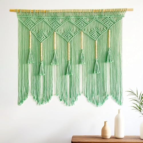 Youngeast Large Macrame Wall Hanging Macrame Headboard for Bedroom Window Curtains Boho Wall Decor Art tapestry Tassel Woven Wall Backdrop 31”X39” (Wood Dowels Not Included) by Unknown