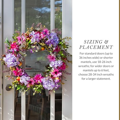 Balsam Hill Outdoor Vibrant Summer Bloom Spring & Summer Wreath - 22" Premium UV-Protected Floral Door Wreath for Front Door, Patio, & Sun-Drenched Outdoor Display - Image 6