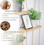 jontell Plant Wall Shelf Macrame Wall Hanging Shelf- Macrame Shelves Handmade Decorative Boho Floating Wall Shelves- Rope Shelf to Organize and Decor for Living Room, Bedroom, Bathroom - Image 5