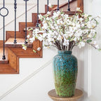 11 Inch Tall Ceramic Flower Vase, Unique Green Blue Vase for Home Decor - Image 5
