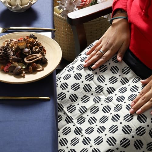 TARAN LIVING Cotton Cloth Napkins Natural Reusable Fall Dinner Napkins Reusable Machine Washable Fabric for Events, Gift, Home Decor - Black & Off White,18x18 Inches - (Pack of 12) - Image 5
