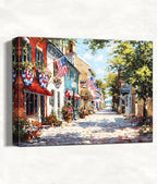 July 4th Patriotic Canvas Wall Art 4th of July USA Decorations American Flag Painting Picture Street Landscape Poster Independence Day Home Decor 24x32in by HomeifHue