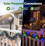 Dingion 50 ft Pre-lit Christmas Garland for Outdoor Dark Green & Colored - Image 6