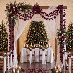 2 Pcs 9 ft Burgundy Velvet Christmas Ball Ornament Garland - Image 4