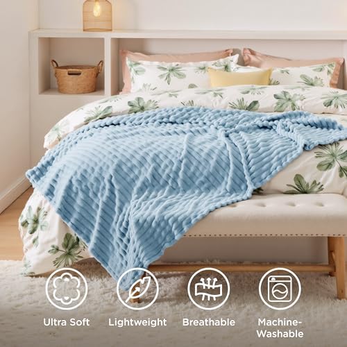 Bedsure Soft Twin Blanket for Bed Decor Gifts Light Blue 60"x80" - Image 5