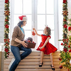 Garvee 9 ft Christmas Garland with Lights for Mantle, Red Gold - Image 2