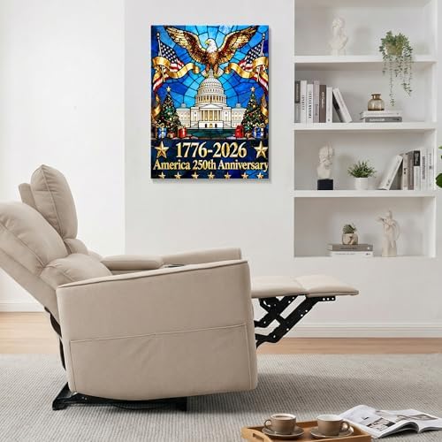 HomeifHue 250th American Anniversary Canvas Wall Art 4th of July USA Decorations American Flag Painting Picture Eagle Pictures Wall Decor Independence Day Home Decor(F1 16x20in) - Image 3