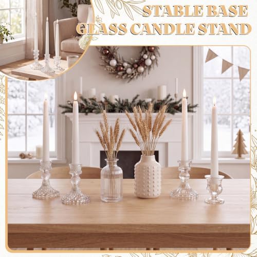 Mumufy 12-piece Clear Glass Candle Holders with Flameless Taper Candles - Image 5