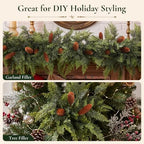 12 Artificial Christmas Cedar Stems, 17.5", with 5 Pine Cone Picks - Image 3