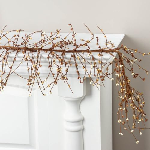 Artificial Caramel & Cream Pip Berry Garland - Year Round Rustic Berries, Farmhouse Home Decor for Table Arrangements, Fireplace Mantel, and Fall Decorations (54" Long) - Image 4