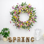 Yawwind 22 Inches Summer Wreaths for Front Door Green Spring Floral Wreath Summer Door Wreath Wildflower Wreaths with Lavender Daisy for Indoors Windows Porch Wall Outside All Season - Image 4