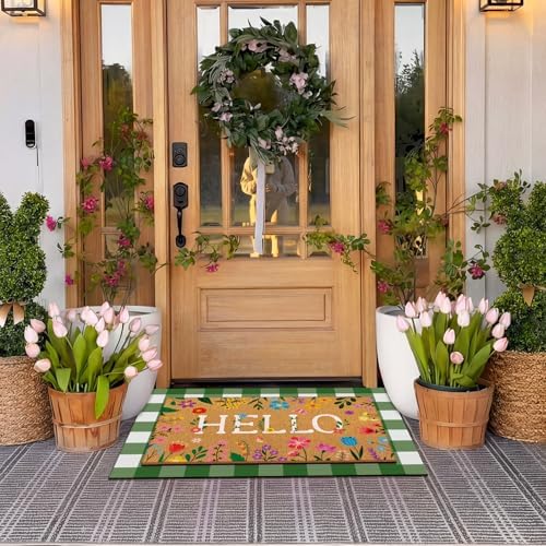 Drydiet 2 Pcs Floral Layered Doormats Spring Coir Welcome Mat - Image 3