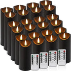 24 Pack Black Halloween Decoration Flickering Flameless Candles(D2.2 xH 5" 6" 7"), Battery Operated LED Pillar Candles with Remote Control and Timer,for Home Decor. - Image 3