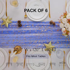 Royal Blue Gold Table Runner Glitter Decorations Sheer Gauze 10 Ft 6 Pcs - Image 2