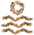 Fall 6FT Garland Wreaths 24", 4 Pack, Artificial Pumpkin by Culudea