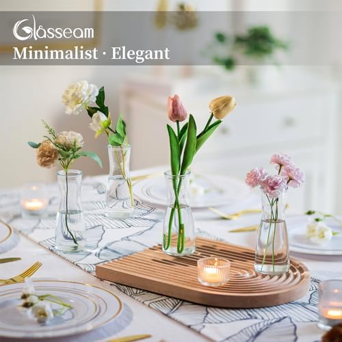 Glasseam Glass Bud Vases for Centerpieces: Clear Flower Vase Set of 24 Modern Small Vases for Flowers Minimalist Cute Decorative Vases for Decor Wedding Table Dining Room Decoration - Image 3