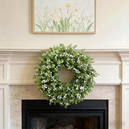 26” Large Artificial Eucalyptus Wreath for Front Door Rustic Summer Door Greenery Wreath Spring Floral Wreaths Farmhouse Wreath for Indoor Outdoor Home Festival Celebrations - Image 6