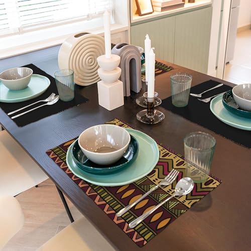 Set of 6 African Decorative Placemats 12x18 Inches, Geometric Abstract Vintage African Patterns, Washable, Wear Resistant, Heat Resistant - Image 4