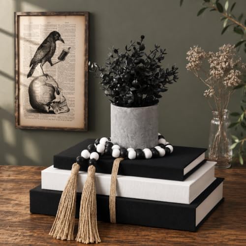 Pinkunn 5 Pcs Gothic Decorative Books with Fake Plants Bead Garland Hemp by Pinkunn