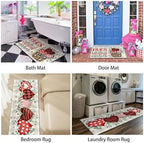 Valentines Day Kitchen Mat Set 2 Piece,Valentine's Day Buffalo Plaid Polka Dot Stripes Love Hearts Kitchen Rugs,Valentines Eucalyptus Leaves Low-Profile Mats for Home Kitchen Decor 17"x48"+17"x30" - Image 6