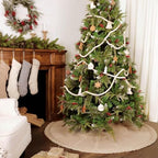 60 inch Christmas Tree Skirt: Large Tree Skirt for 9ft Tree, Braided Cable Knit Beige Tree Skirt, Vintage Tree Skirts, Rustic Farmhouse Christmas Decorations - Image 5
