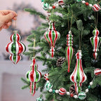 Soaoo 6 Pcs 6.3 in Red and Green Mercury Glass Finial Christmas Ornaments - Image 3