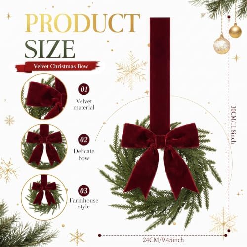 6 Pcs Christmas Burgundy Wreaths Kitchen Cabinet Decorations - Image 2