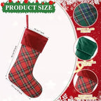 Junkin 4 Pack Tartan Christmas Stockings Navy Blue & Emerald Green - Image 2