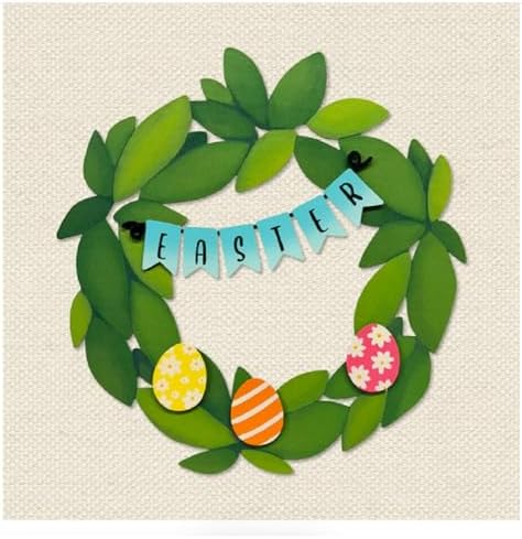 Roeda Brighten Your Life 14923m Easter Word Banner with Warm Colored Eggs with Patterns Wreath Kit Easter Magnet Set of 4, 9.25" W x 3.4" H - Image 2