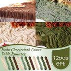 12 Pcs 6ft Cheesecloth Gauze Table Runners 35 x 71 Inches Boho Cheese Cloth Romantic Table Runners Wedding Decor Rustic Sheer Runner for Wedding Bridal Shower Birthday Party Decor - Image 5