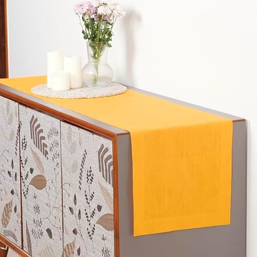 Classic Linen™ by D'Moksha, White Table Runner 60 Inches, 100% Pure Linen, Coffee Table Runner, 14 x 60 Inch for Dresser Tables- Summer, Weddings, Outdoor Hosting - Image 3