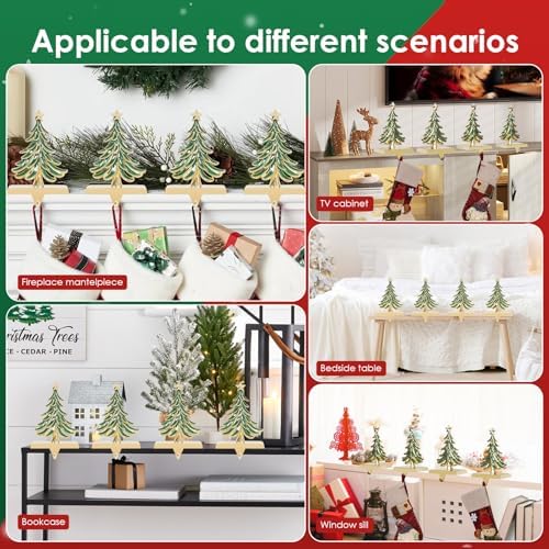 Christmas Stocking Holders for Mantle Set of 4 Green Xmas Tree - Image 6