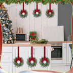 6 Pcs Christmas Small Norfolk Wreaths 12.6 Inch Xmas Pine Wreaths - Image 6