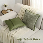 FUTEI Pack of 2 Chenille Soft Throw Pillow Covers 18x18 Inch, Sage Green - Image 5