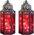 Vela Lanterns Decorative Indoor Red Fairy Light Candle Holder, L, 2-Pack by VelaCandleLanterns