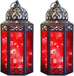 Vela Lanterns Decorative Indoor Red Fairy Light Candle Holder, L, 2-Pack by VelaCandleLanterns